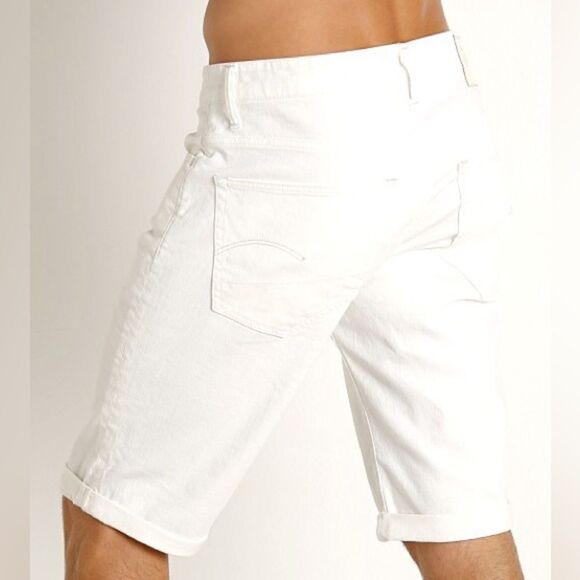 G-Star 3301 Inza Stretch Denim White Shorts Rinsed - Picture 3 of 8